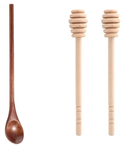 ZORVYN Set di 4 Cucchiaio per Miele e Cucchiaio Miele Legno Bastoncini per Miele, Sciroppo, Marmellata e Tè