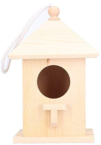 EVTSCAN Comedero de Madera para casa de pájaros, Suministros de jardín para Mascotas para Amantes de los Animales pequeños, Colgante para Exteriores, Color Madera de Pino, Bricolaje, sin