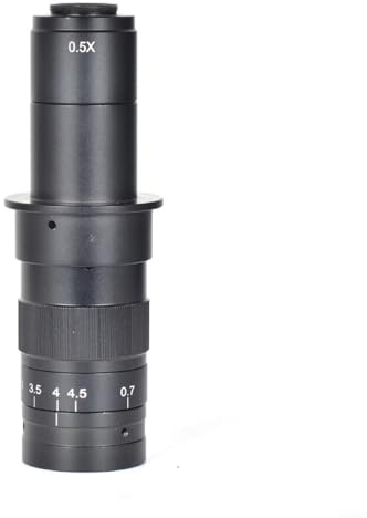 CS C-Mount Objectif zoom 0,7-4,5x pour appareil photo microscope, rapport 6,5:1, grossissement réglable (10 x 300 x sur l'écran), construction en alliage, manuel (180 x)