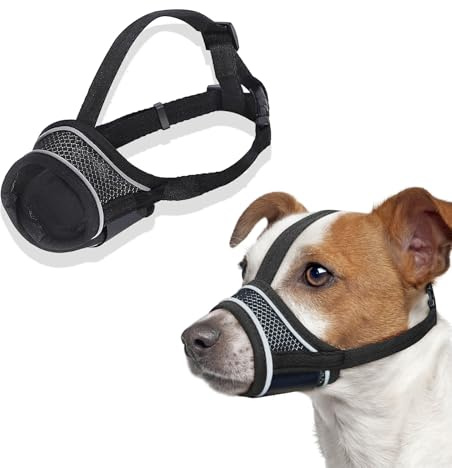 fKiZanthene Maulkorb für Hunde, verstellbar, aus Nylon, reflektierend, weich und bequem, mit Anpassungssystem für kleine Hunde, ideal für Spaziergänge und Training