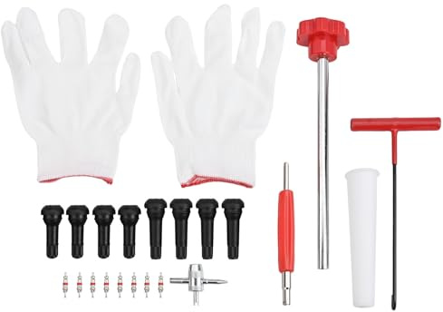 Gettimore Kit de 22 herramientas de válvula de neumático de cambio rápido con extractor de vástago de válvula y removedor de núcleo, compatible con coches, camiones, motocicletas, cuatrimotos, se