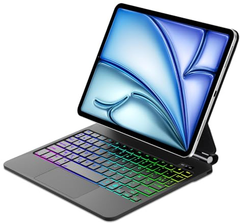 Magic Keyboard pour iPad Air 11(M4 2026, M3 2025, M2 2024)/Air 10.9(5e/4e Gén) et Pro 11(2018-2022), Support Flottant et Pavé Tactile Multi-touch, AZERTY Français Clavier avec Rétroéclairées, Noir