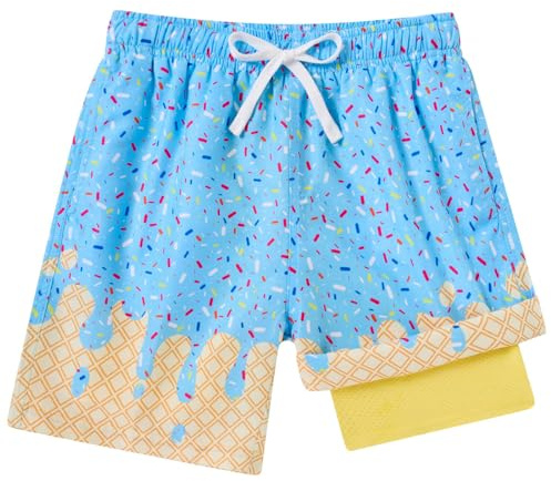 Kids4ever Maillot de Bain pour garçon à séchage Rapide Doublure de Compression Boxer Anti-frottement Maillot de Bain Short de Plage Surf 7-18 Ans