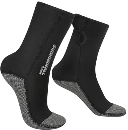 Summshall Kevlar Neoprensocken, schnitt- und durchstoßfeste Neopren Socken für Damen und Herren, 3 mm ultra-rutschfeste, strapazierfähige Wattsocken zum Schnorcheln, Speerfischen und Riffwandern