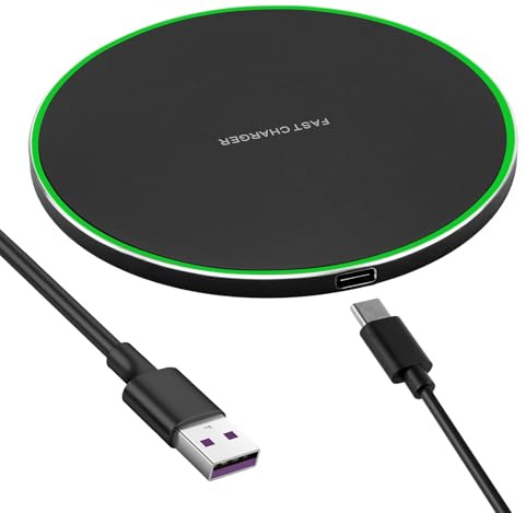 35W Cargador Inalámbrico Rápido, Cargador de Inducción Compatible con iPhone 16/15/14/13/12 Pro MAX/Plus, Galaxy S25/S24/S23 Ultra/S22/S21, Xiaomi, Pods, Base de Carga Inducción Segura con Luz LED