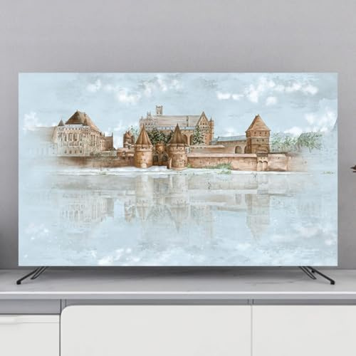 GPDNBIEU, 32-80 Inch Cover for Flat/Curved TVs Polyester Painting Printed TV Display Covers Bedroom Living Room Decor(Landscape,45-48inch)