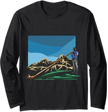 Celebrazione Festiva Bavarese Corno Alpino Alphorn Maglia a Manica