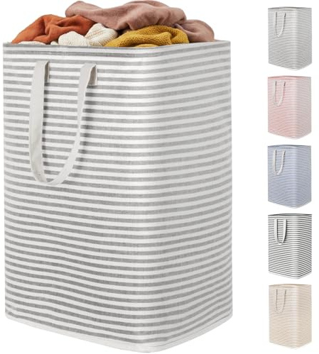 Lifewit 1 Pack Laundry Basket 80L Each, Collapsible Clothes Hamper with Reinforced Handles, Freestanding Waterproof Design for Bedroom and Laundry Room, Grey 80L Total