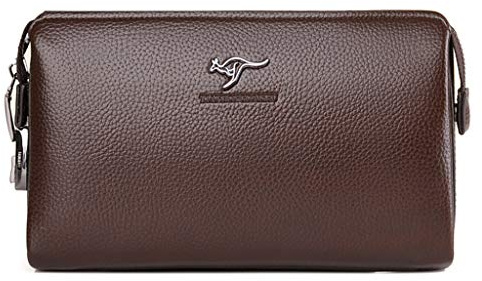 Bolsos Bloqueo De Código, Bolso De Mano para Hombre De Cuero Carteras Mu?eca Embrague De Piel Grande Monedero con Cremallera para Tarjetero Llaves Monedas Dinero,Brown