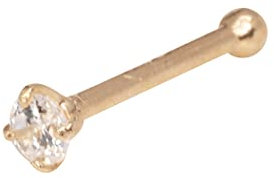 Jewelryweb Nasenstecker aus massivem 14 Karat Gelb-, Rosé- oder Weißgold, 2 mm, 20 Gauge, Zirkonia, Metall, Zirkonia, Diamant