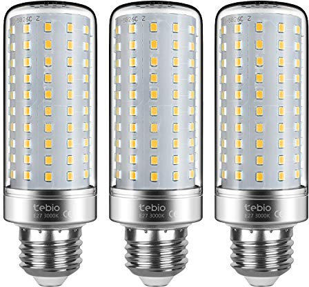 Tebio LED Argento Mais lampadine E27 25W Small Edison Screw Equivalente a 200W 2500LM Non Dimmerabile 3000K Bianca Calda Lampadine a candela, 3 pezzi