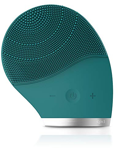 GKL - Limpiador facial con revestimiento de silicona ultrasónica y doble función limpieza y masaje (Verde) (Azul)
