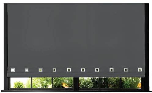 Funky Gadgets Roller Blinds Square Eyelet Light Filtering Roller Blind Daylight Trimmable Blinds Child Safe Easy Fit Metal Tube Home Office Window Blinds-Charcoal Grey, W60 x L165cm