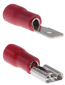 100-tlg Flachstecker & Hülsen 6,3mm Rot Stecker Verbinder Kabelschuh 0,5-1,5mm² Kabel