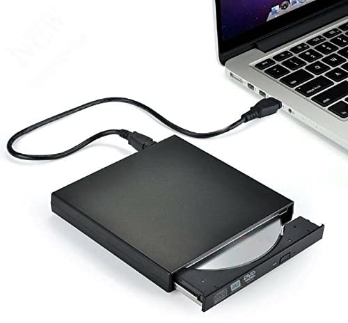 Trintion External CD DVD Drive USB 2.0 Slim Portable CD Reader High Speed DVD Writer for Laptop Desktop PC Windows Mac OS Macbook Pro Black