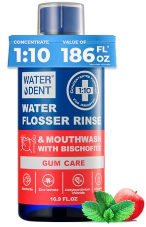 Concentrated Water flosser Rinse & mouthwash Gum Care| Add to Water Flosser & Oral irrigator | Apple Mint| Pack of 1 = 16.9 fl.oz | Alcohol Fluoride Free, Made in USA | WATER DENT