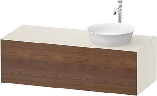 Duravit Tulip Blanco, Mueble de Pared, Ancho 1300 x Fondo 550mm, con 1x extraíble, con tecnología Tip-on, WT4977R, Color: Cuerpo: Blanco nórdico Alto Brillo, Frente: Nogal Americano Macizo