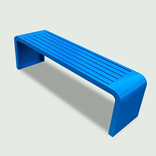 ZMYJTO Außenbank Metallbank Terrassenbank, Stahlrahmen-Gartenbank, Außenterrasse ohne Rückenlehne, Außenbänke wetterfest, für Veranda, Rasen, Balkon, Hinterhof und Innen (Color : Blue, Size : 150CM