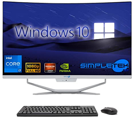 SIMPLETEK - PC All in One 27 Curvo Windows 10 | Processore Core i7 12° Gen | 8GB RAM DDR4 SSD 240GB