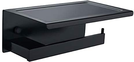FFOCCO Wasserdichter Toilettenpapierhalter, 304 Edelstahl, Papierrolle, schwarz, Toilettenpapier, Handyregal Present