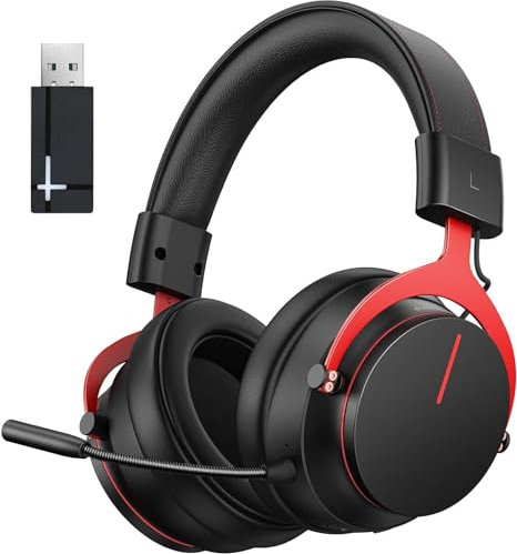 Inwa Casque sans Fil de Jeu avec Mixeur Jeu/Chat, Latence 5,8 GHz, Son Surround 7.1, Protège-Oreilles en Protéine, Micro Détachable, Compatible PS5, PS4, PC, Switch