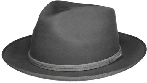 Stetson Carbury Fedora Wollfilzhut Unifarben Wasserabweisend Ledergarniturband Made in The EU Herren Herbst/Winter dunkelgrau M (56-57 cm)