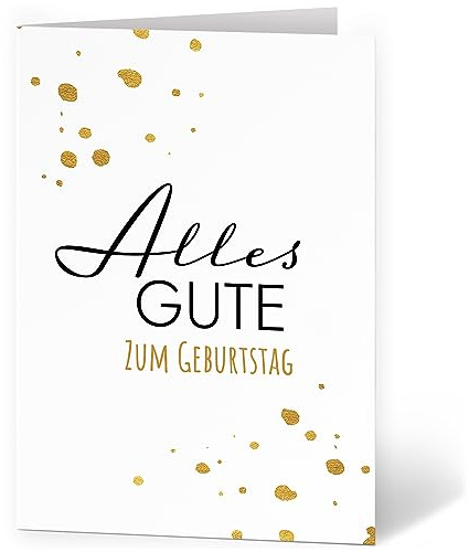 XXL Glückwunschkarte zum Geburtstag (A4) Gold Look Edel - hochwertige Klappkarte | Große Design Maxi Karte Grußkarte Geburtstagskarte mit Umschlag