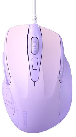 TECKNET USB Wired Mouse, 6400 DPI Mice 4 Adjustable DPI with 6-Button Corded, Optical Computer Mouse with Ergonomic Design for Laptop, Chromebook, PC, Desktop, Mac, Notebook