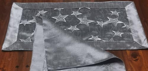Aude Home Deckchen 30x45 Bestickt Organza Weihnachtsstern metallgrau 2er Packung (30x45)