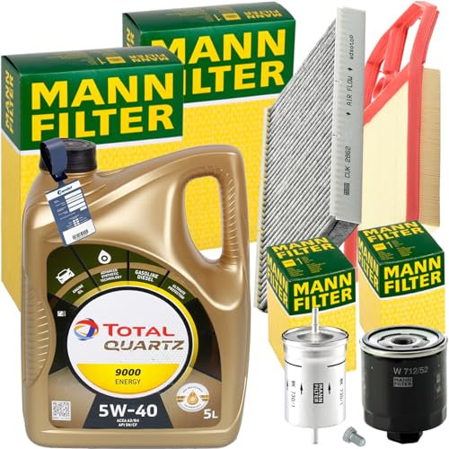 BandelOne enthält Mann Inspektionspaket+5L Total 5W-40 Motoröl passend für Polo 6N Bora Golf 4