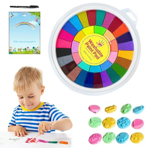 Honhoha Fingerfarben Kinder, Ungiftig Waschbar Fingermalfarben, Stempelkissen zum Basteln, Mehrfarbiges Fingermal-Stempel-Pigment-Stempelkissen - Malset, Lernspielzeug mit Stempeln für Kinder