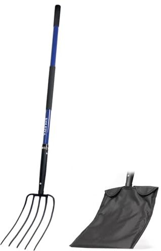 KOLEIYA Pitch Fork,Pitchforks for Gardening with Fiberglass Handle,Pitchfork for Ardwork, Farming, and Outdoors,Garden Fork 5 Tine 57 inches Blue