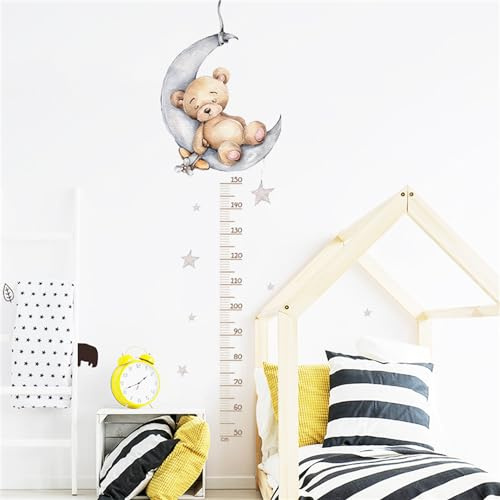 Sarah Duke Kinder Höhe Diagramm Wandtattoo Messlatte Kind Bär Mond Stern Wandaufkleber, Abnehmbar DIY Wandbild Wandsticker für Kinderzimmer Schlafzimmer