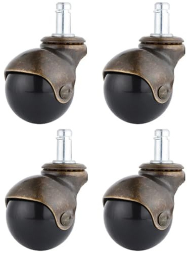 BaYte Swivel Stem Ball Caster Wheels, Antique Brass Casters, Vintage Caster Wheels, for Furniture, Desk, Chair, Trolley, 4 Pcs,2inch