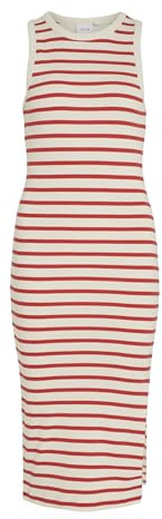 Vila VILIBENA S/L midiklänning, Eggnog/ränder: poppy red, M