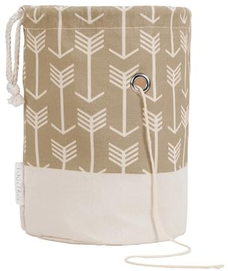 Yarn Bag, Small Knitting Crochet Bag, Portable Yarn Storage Bags Organizer for Crocheting Project, Store Skein Ball, Short Knitting Needle (Khaki)