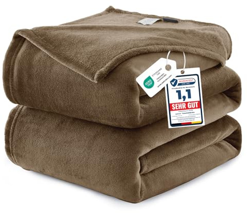 WAVVE Kuscheldecke 230x270 cm XXL Große Riesig – Flauschig Decke Fleecedecke, Wohndecke Warm Winter Weich, Sofadecke Couchdecke, Decke Couch Blanket, Sofaüberwurf Braun Leicht