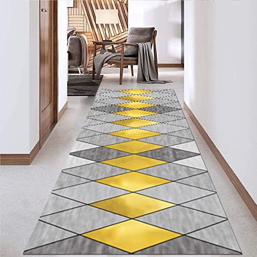 WBRSybUK Läufer für den Flur, breit, 60 cm/70 cm/80 cm/100 cm, geometrisch, schmal, Läufer für Küche, Flur, Treppe, schmal, mit Rutschfester Rückseite
