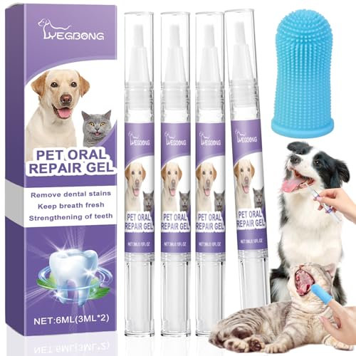 4 Stück Pet Toothbrush Pen, mit Hundezahnbürste, Zahnbürstenstift für hunde, Hunde Fingerzahnbürste, Zahnbürste hund, Zahnsteinentferner für Hundezähne, Mundgeruch und zur Entfernung von Zahnstein