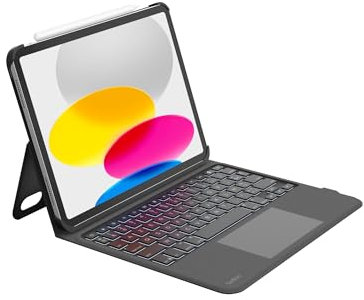 Belkin Everyday Étui Clavier pour iPad 10ème Génération avec Support, rétroéclairé, Touches tactiles multipoints, Compartiment pour Apple Pencil, Clavier sans Fil AZERTY pour iPad 10,9 Pouces