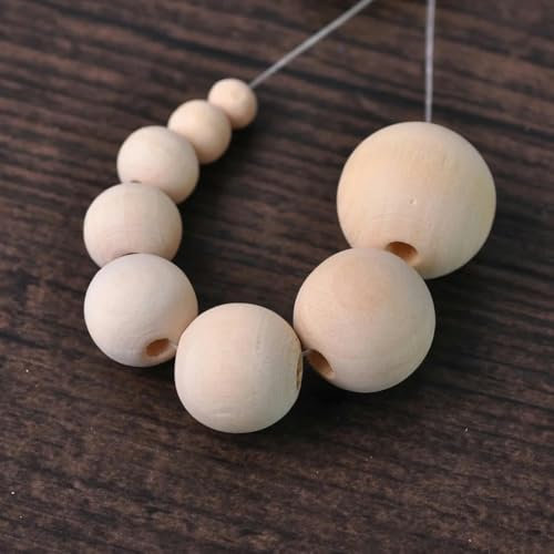 Rundes Naturholz, 6 mm, 8 mm, 10 mm, 12 mm, 14,0 mm, 16 mm, 18 mm, 20 mm, lose Perlen zum Basteln, Schmuckmachen, Armbandherstellung, Holz, 20 mm, 5 Stück