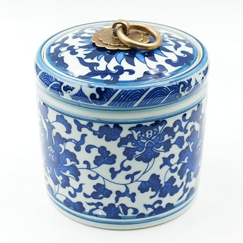 ZENSOAR Blue and White Salt Cellar with Lid, Salt Containers for Countertop, Salt Box, Salt Holder with Lid, Salt Bowl with Lid, Salt Jar, Salt Dish with Lid, Salt Well, Salt Keeper, Salt Crock