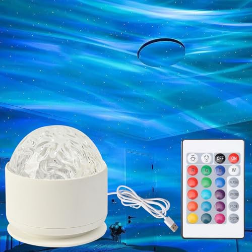 Lampe Aurore Boréale Projecteur Ciel Etoile Projecteur Aurore Boréale USB Veilleuse Lampe Ambiance avec 16 Effets D'éclairage et Télécommande pour Chambres Fêtes Bars Salles De Jeux Cadeaux Créatifs