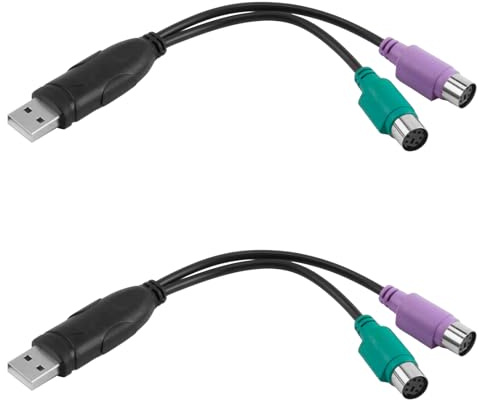 XXHUO Adaptador PS2 a USB, adaptador de teclado PS2 a USB, adaptador de ratón PS2 a USB, adaptador multipuerto, chip integrado, morado y verde