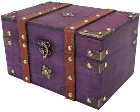 Haofy Tesoro Vintage Cassa in Legno Design retrò Organizzatore di Stoccaggio di Gioielli Decorazioni Ornamentali per Appassionati di Antichi, Decoratori di Gioielli Collezionisti (M)