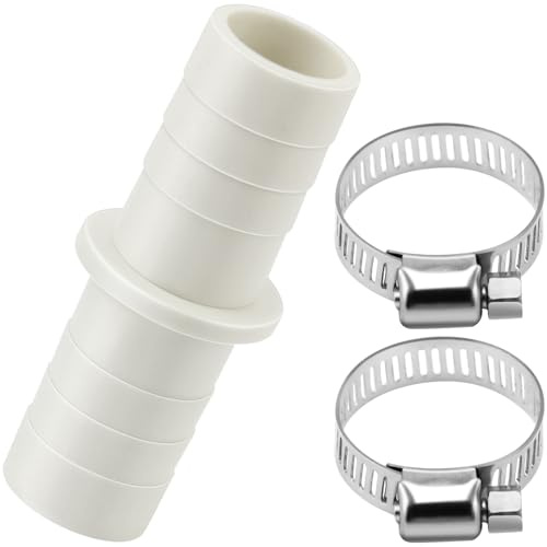 poeland Drain Hose Connector for Washing Machine, Dryer or Dishwasher, Hose Joiner for Outlet Drain Hose and Waste Pipe Extension, Including 2 Metal Hose Clips