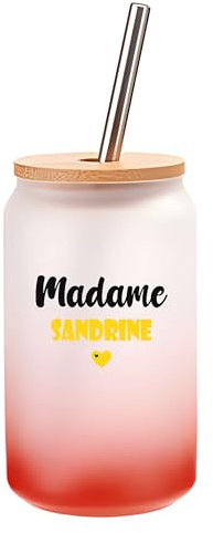 Verre à Cocktail Madame Sandrine | Cocktail Glass| Idée Verre à Cocktail Cadeau Anniversaire Fête Original Détente Travail Départ Collègue Summer Noël. (Jaune)