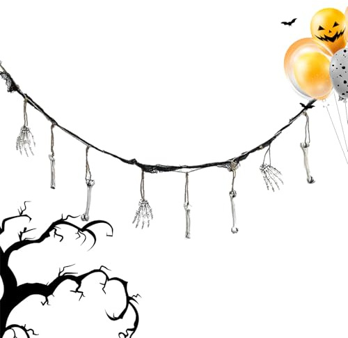 Bandera Halloween Interior - Estandarte De Halloween Con Esqueleto De Resina | Decoración Techo Interior 2m Escena Terror para Puerta Salón Jardín Casa Encantada Balcón