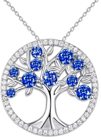 JUZICHEN Livets Träd Halsband Dam, 925 Silverhalsband, Grönt Zirkon Livets Träd Halsband, Hypoallergeniskt, För Kvinnor, Mor, Flickor, 1, Sterlingsilver, S925 Silver