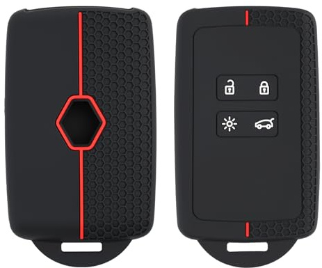 2 Stück Autoschlüssel Hülle Kompatibel mit Renault Clio Megane Koleos Kadjar Kangoo Twingo Talisman Captur Espace Dacia Duster Schlüsselhülle, TPU 4 Tasten, Silikon Renault Clio Autoschlüssel Hülle